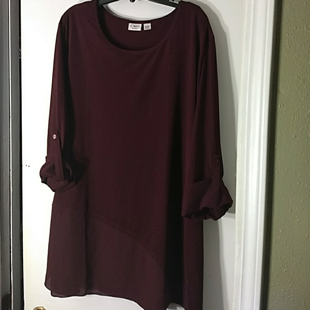 Burgundy 3/4 Sleeve Cato Tunic 22/24